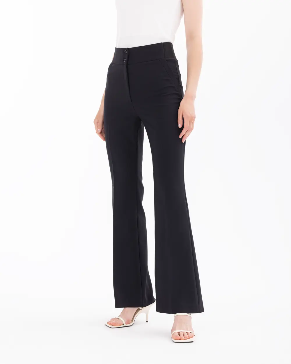 Wide Leg Pants with Half Elastic Waist