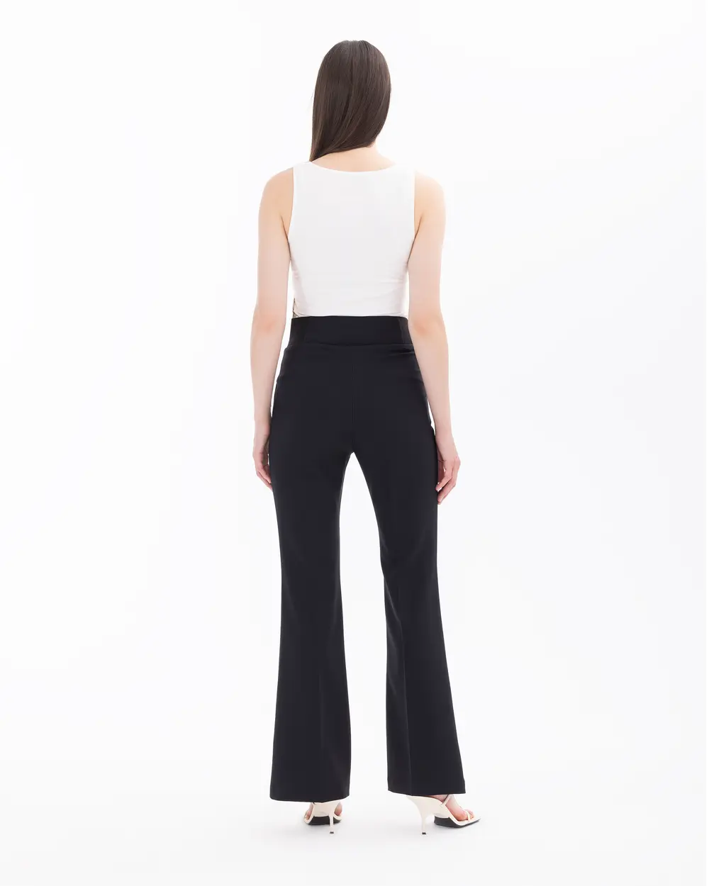 Wide Leg Pants with Half Elastic Waist