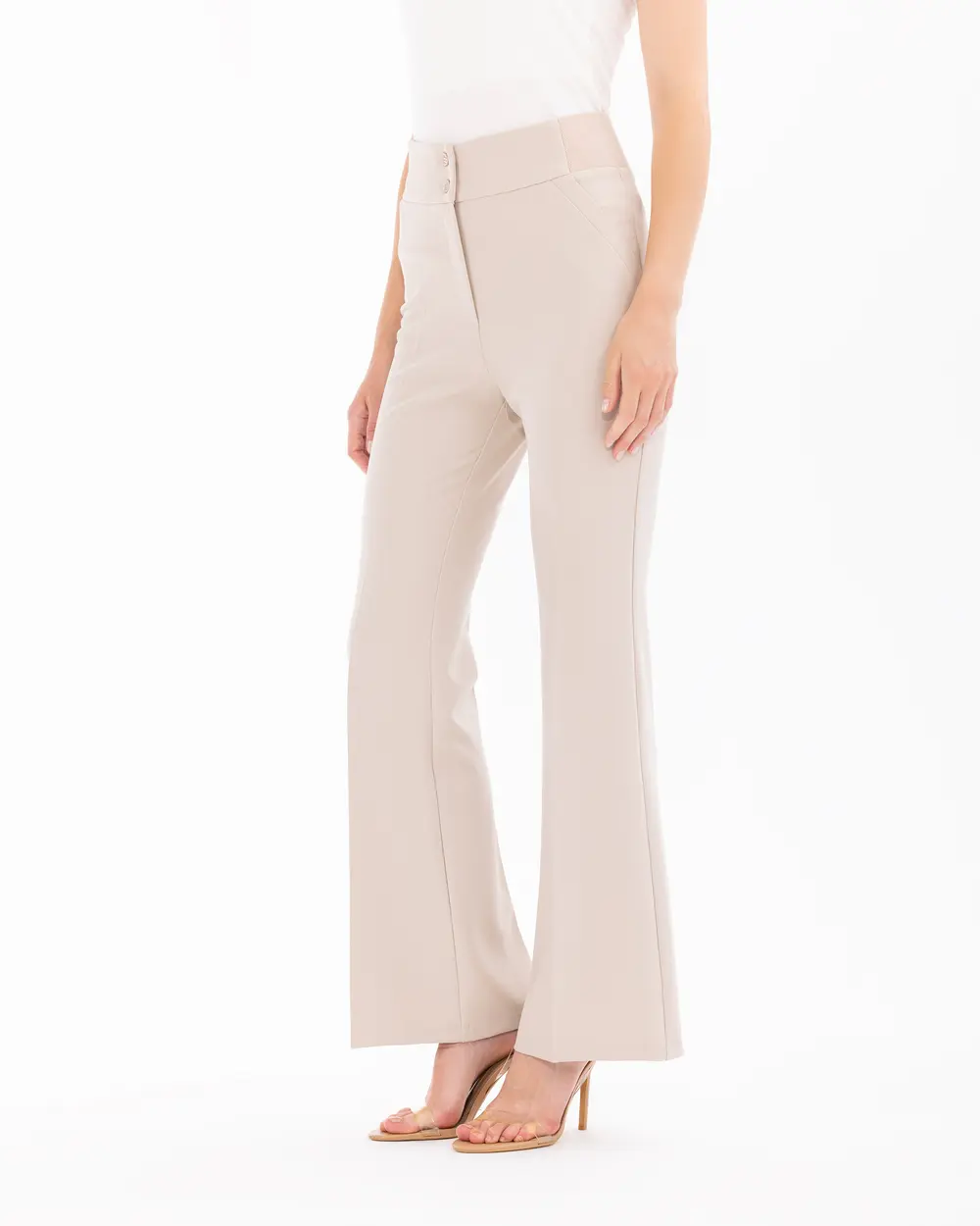 Wide Leg Pants with Half Elastic Waist