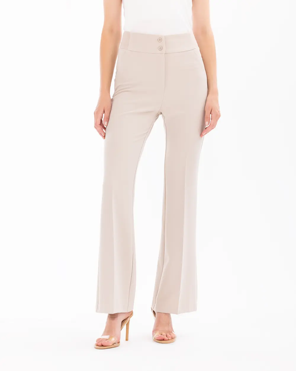 Wide Leg Pants with Half Elastic Waist