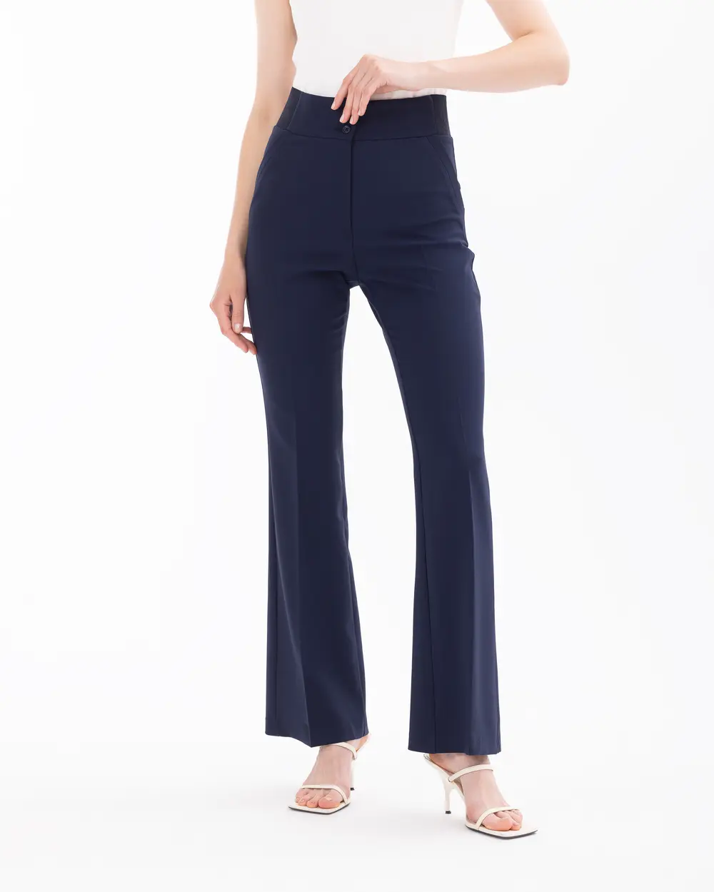 Wide Leg Pants with Half Elastic Waist