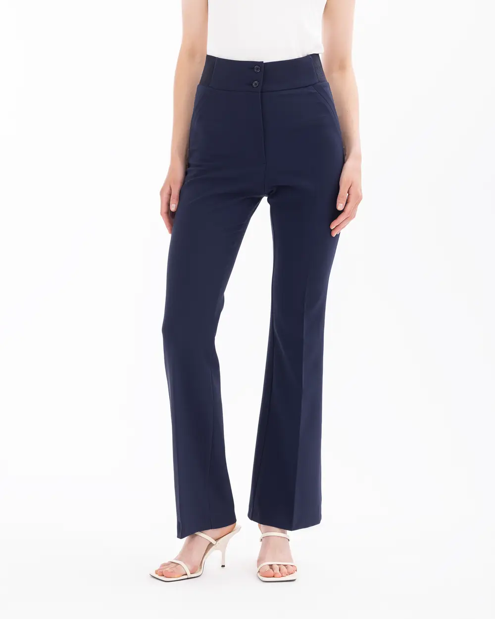 Wide Leg Pants with Half Elastic Waist