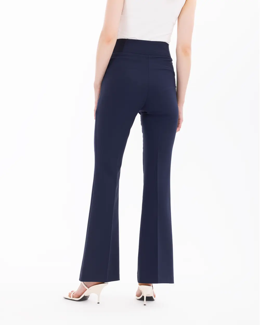 Wide Leg Pants with Half Elastic Waist