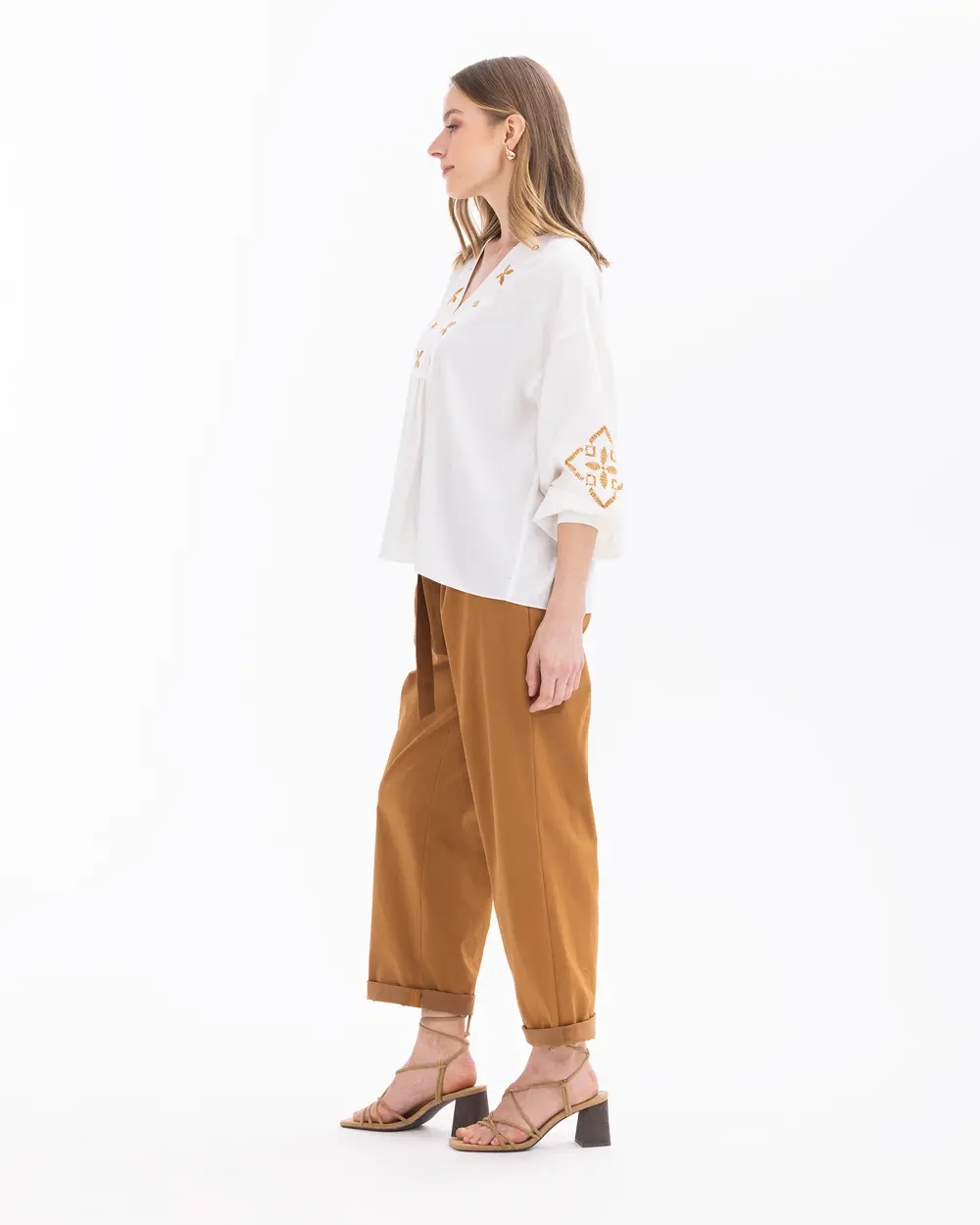 Belted Ankle Length Pants