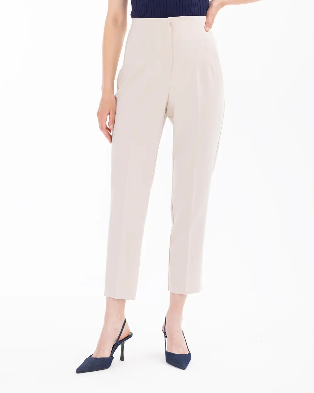 Ankle Length Trousers with Zipper Detail