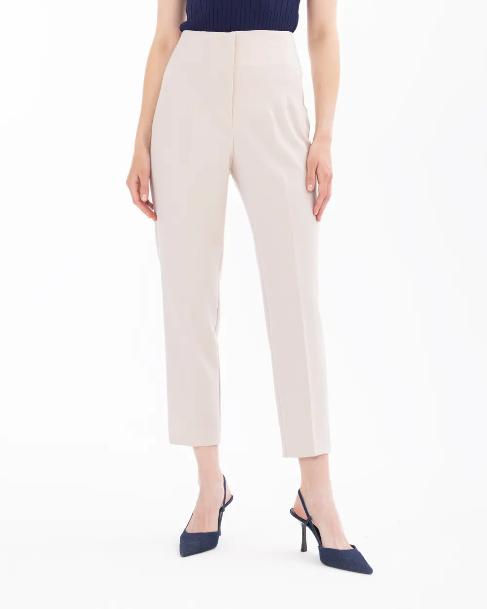 Ankle Length Trousers with Zipper Detail