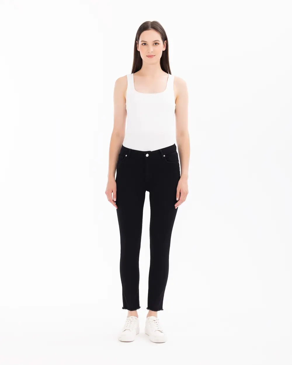 Ankle Length Pants with Button Detail