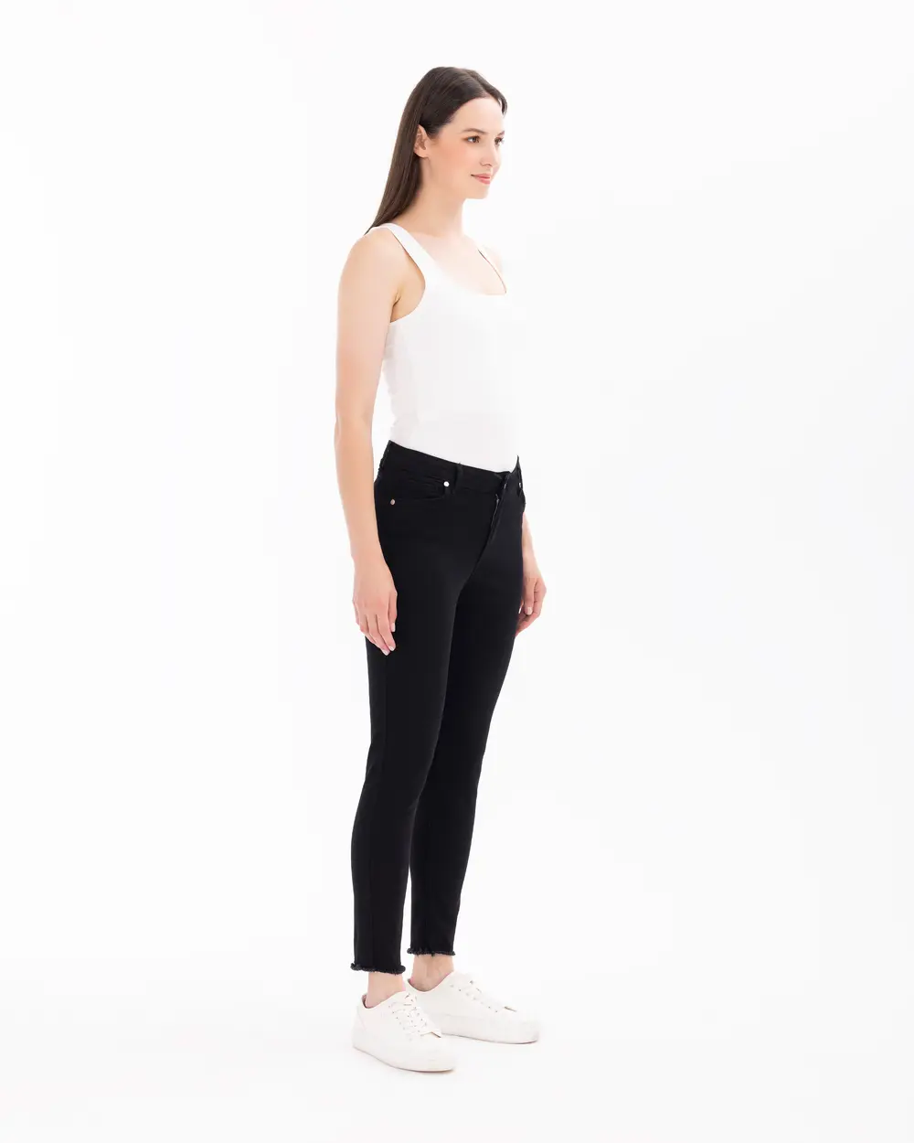 Ankle Length Pants with Button Detail