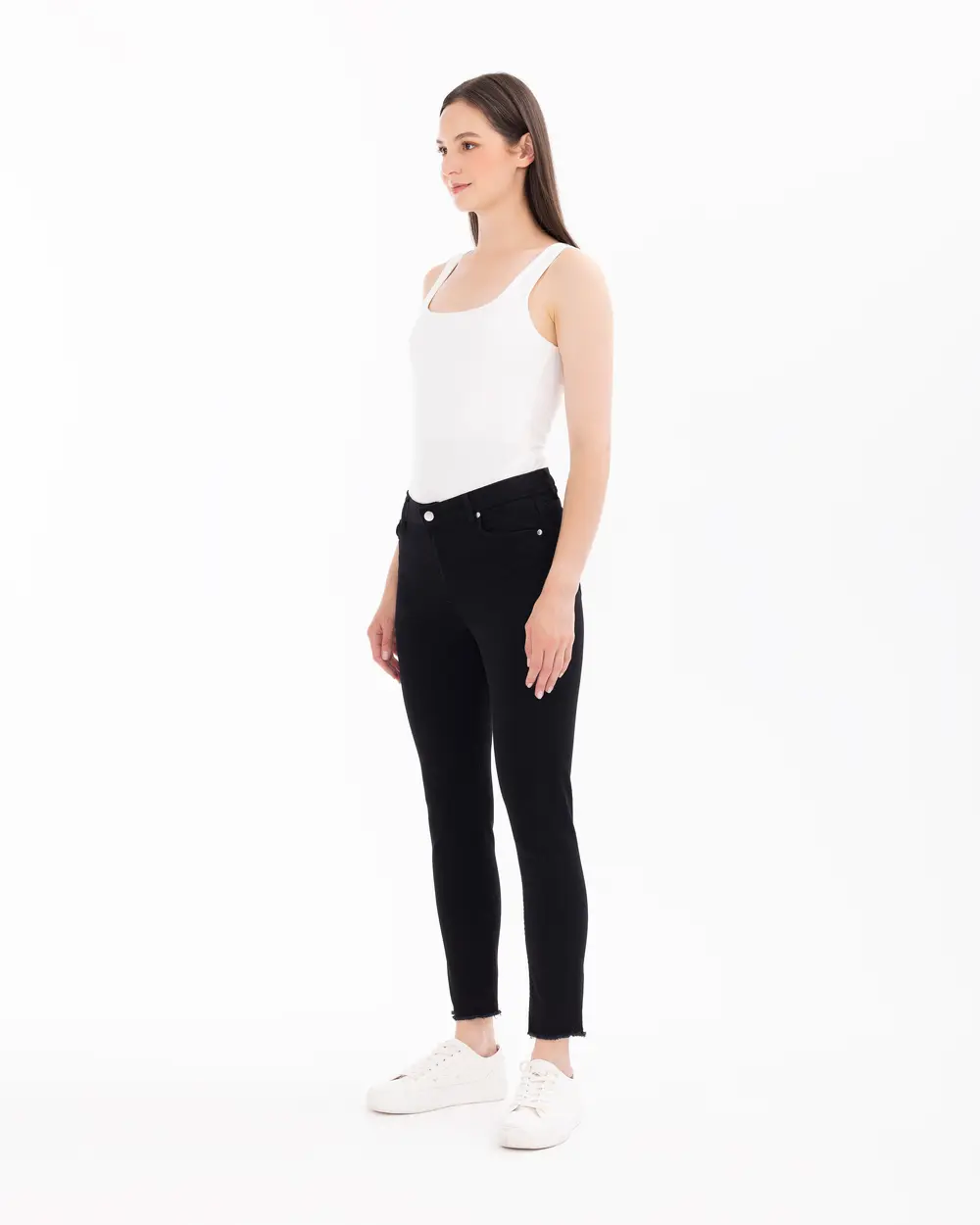 Ankle Length Pants with Button Detail