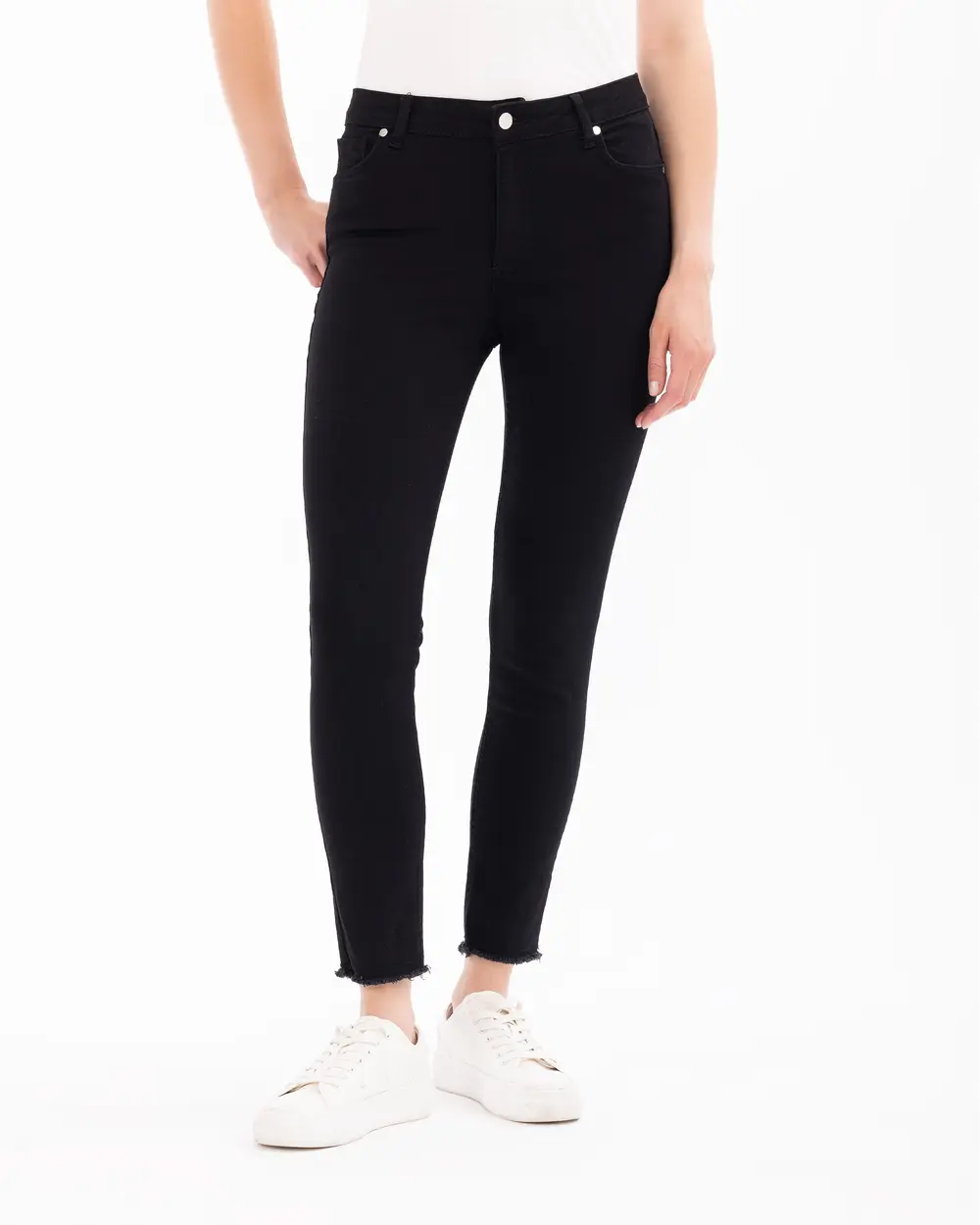 Ankle Length Pants with Button Detail