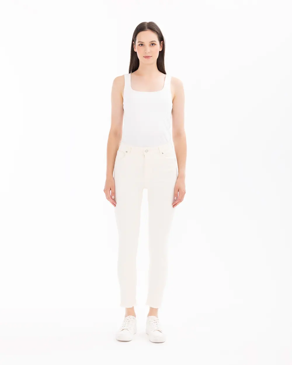 Ankle Length Pants with Button Detail