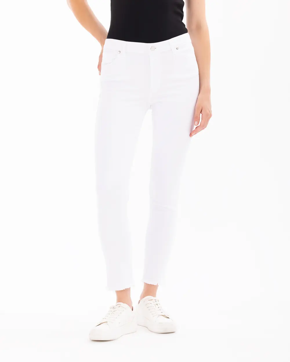 Ankle Length Pants with Button Detail