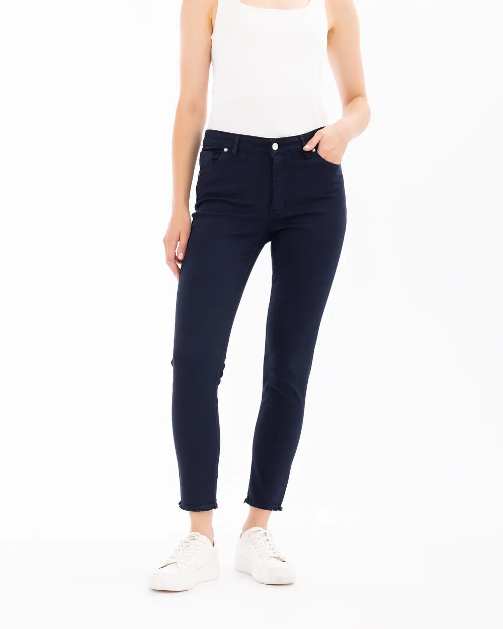 Ankle Length Pants with Button Detail