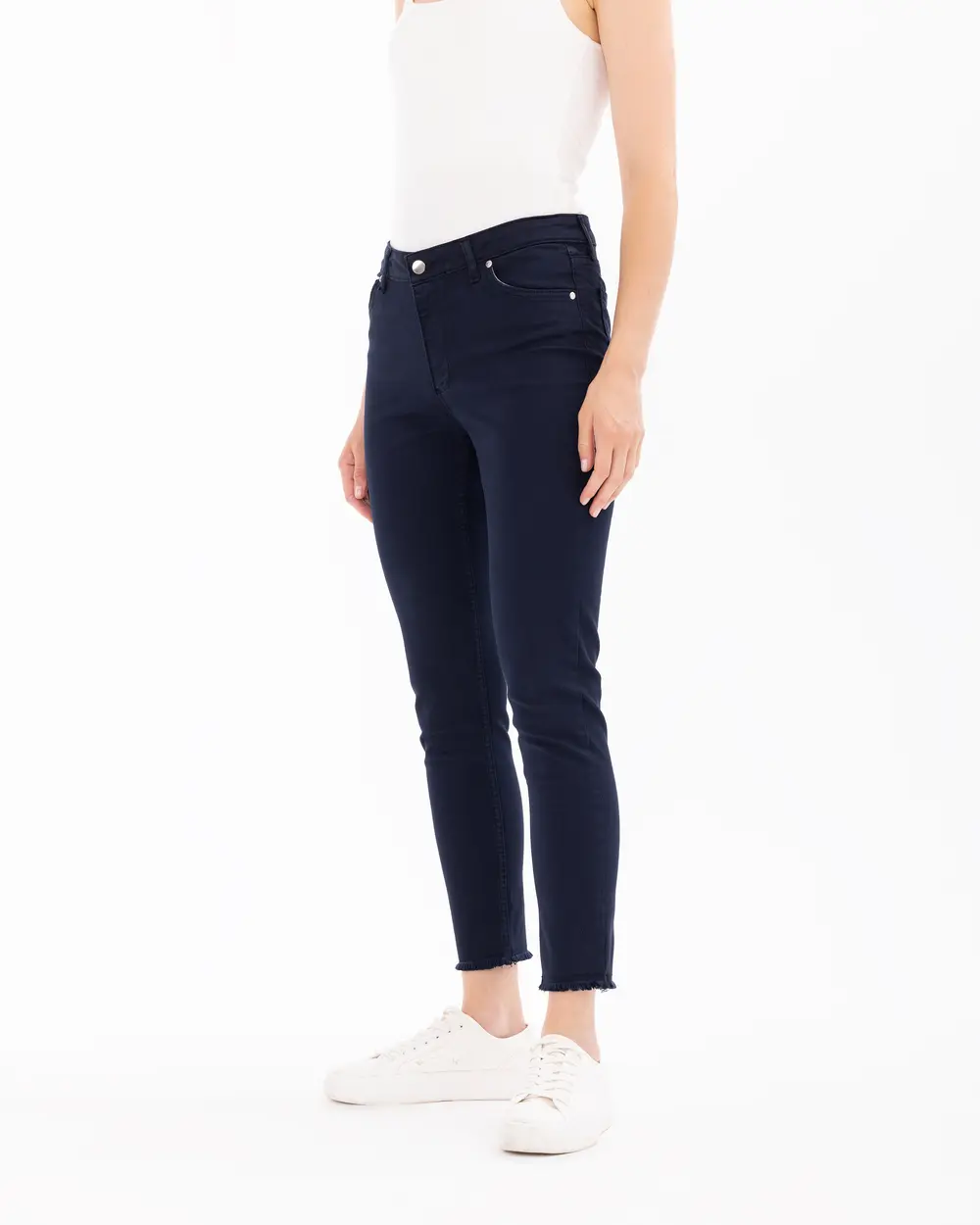 Ankle Length Pants with Button Detail