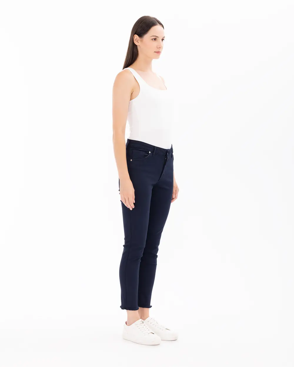 Ankle Length Pants with Button Detail