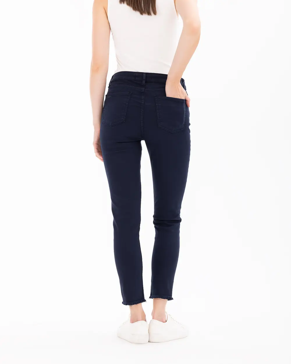 Ankle Length Pants with Button Detail