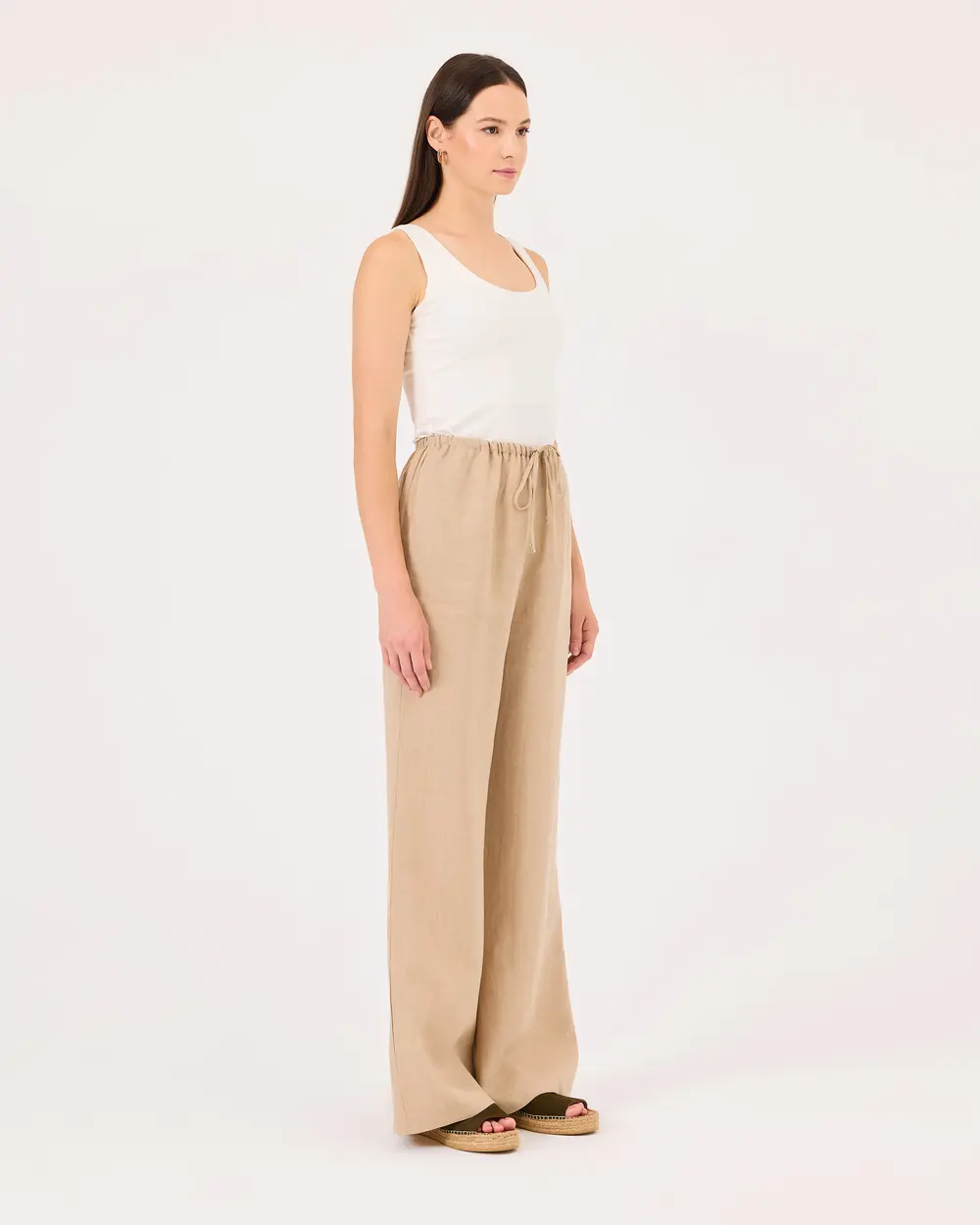 Elastic Waist Linen Pants