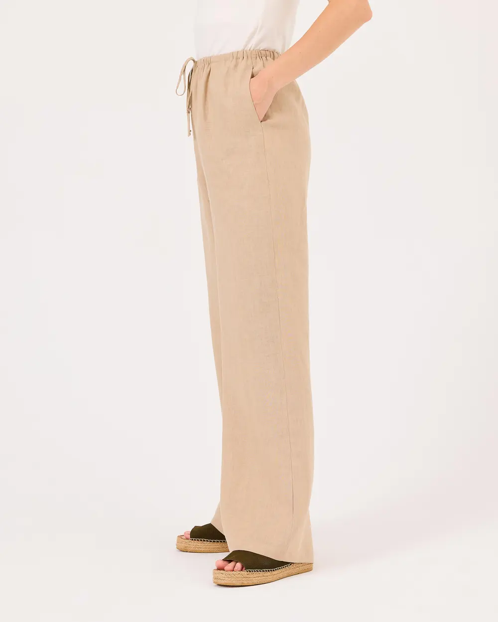 Elastic Waist Linen Pants