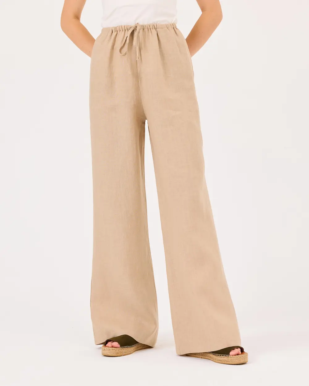 Elastic Waist Linen Pants