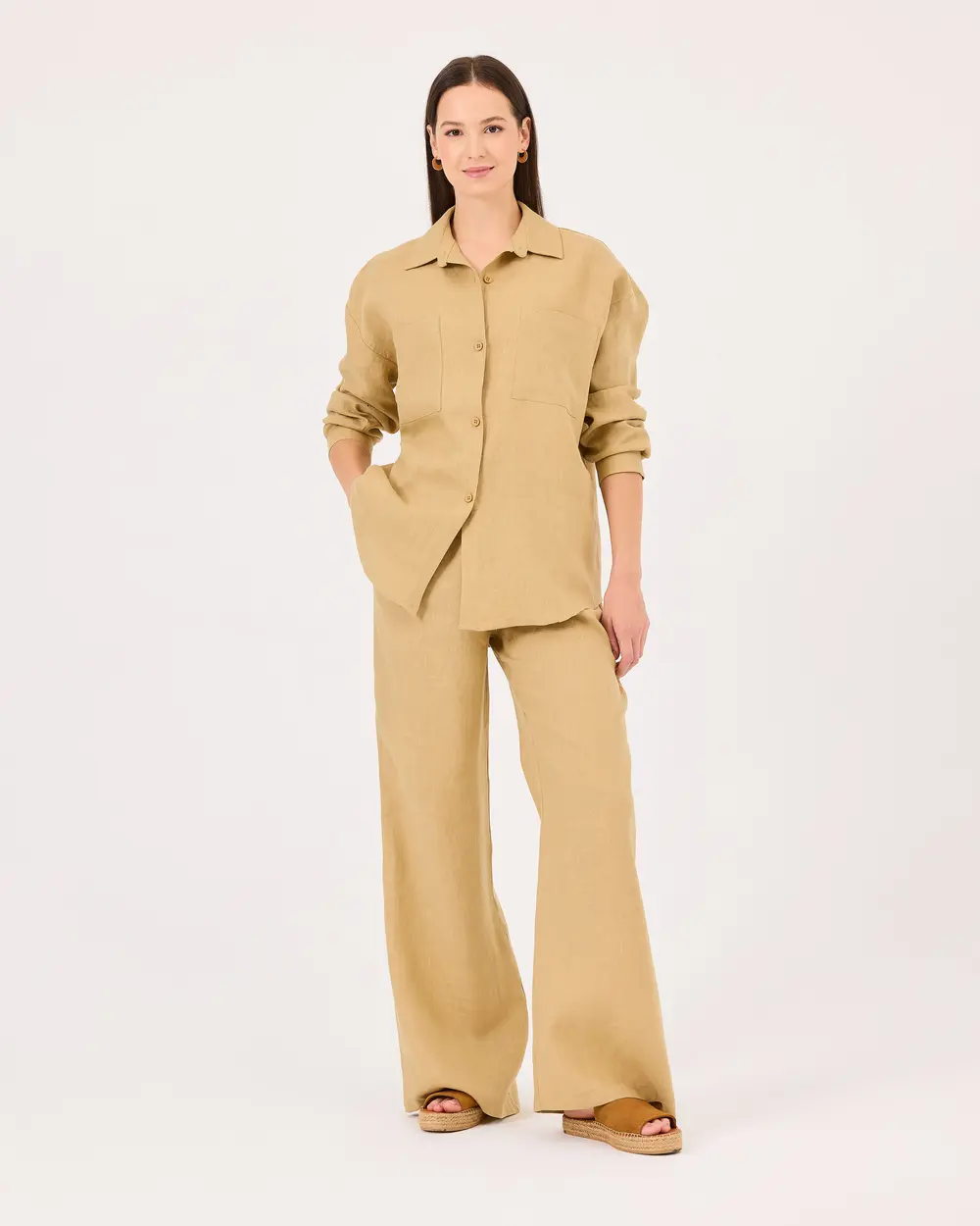 Elastic Waist Linen Pants