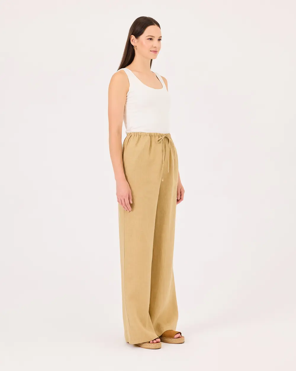 Elastic Waist Linen Pants