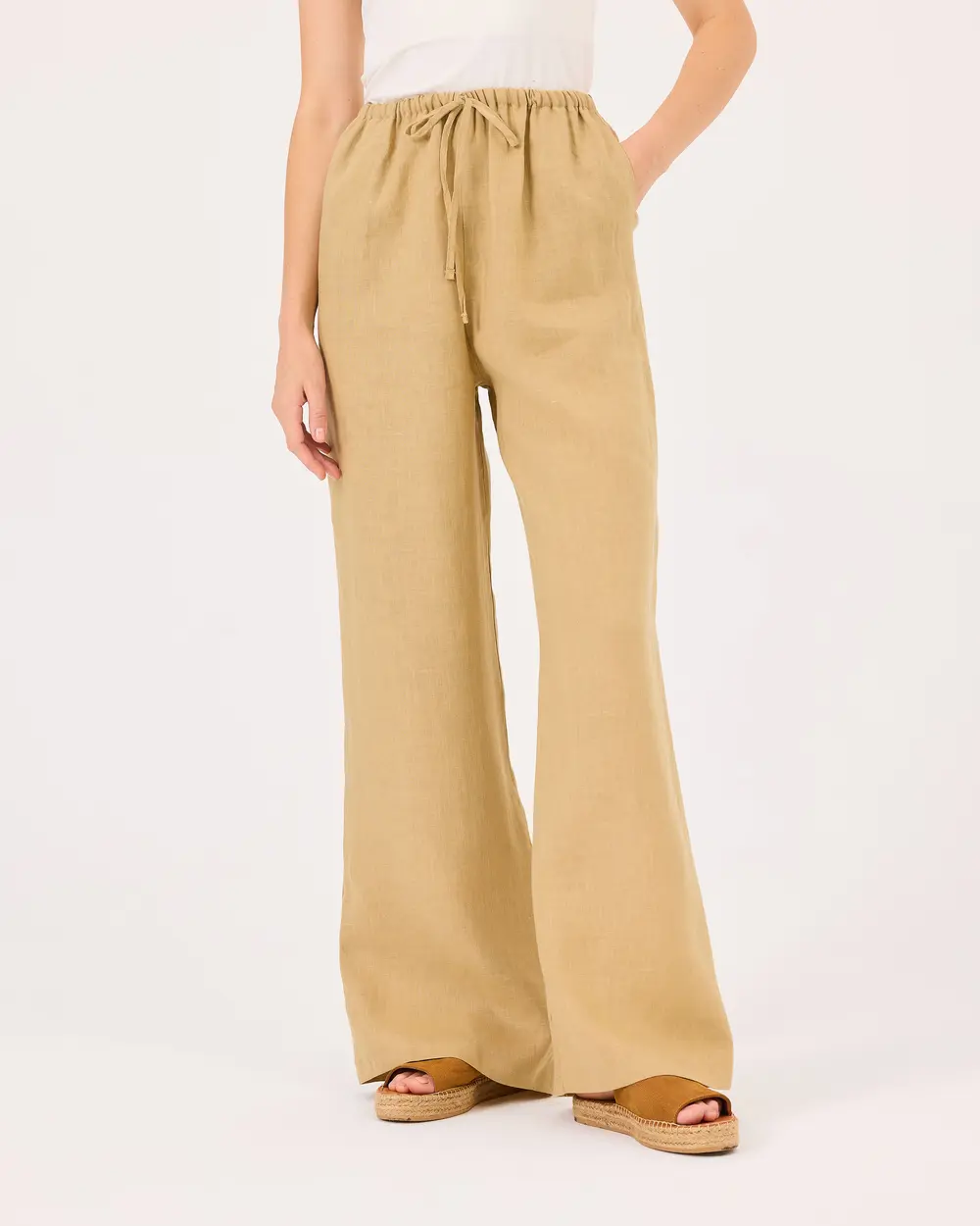 Elastic Waist Linen Pants