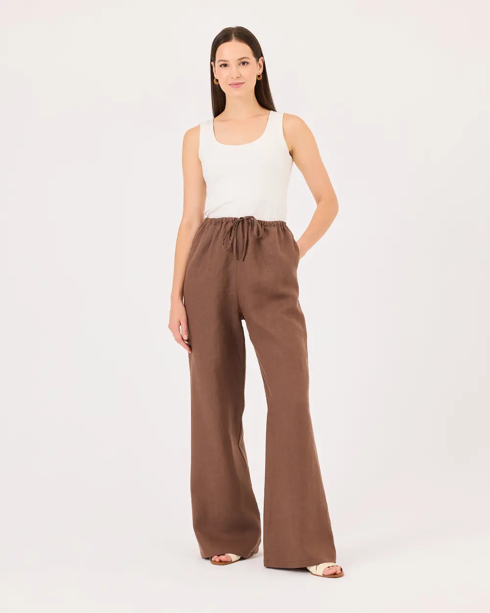 Elastic Waist Linen Pants