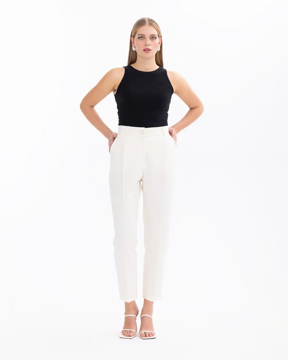 Button Pants with Pocket Detail