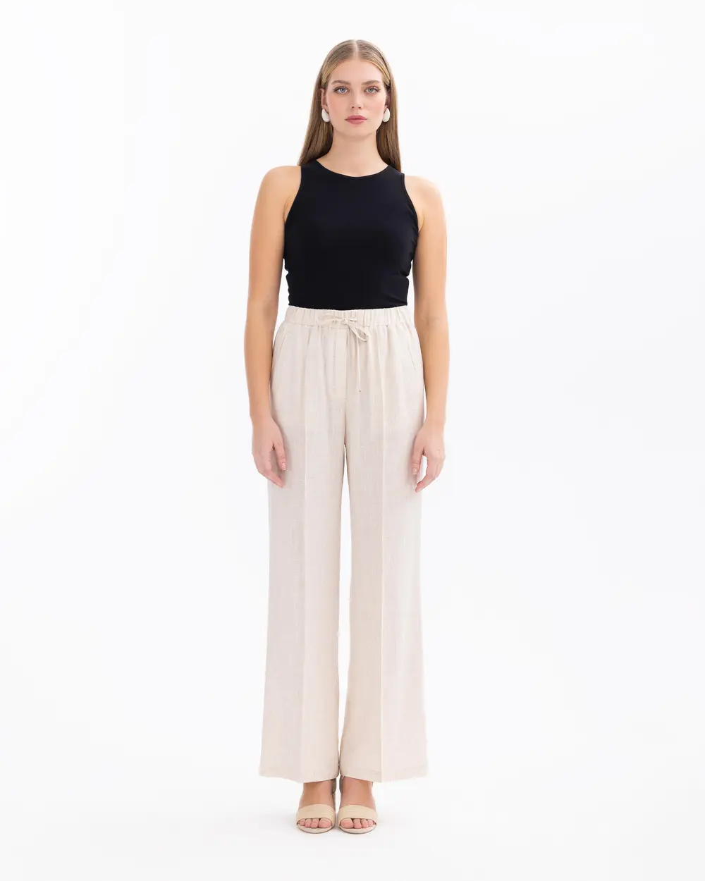 Elastic Waist Wide Leg Pants