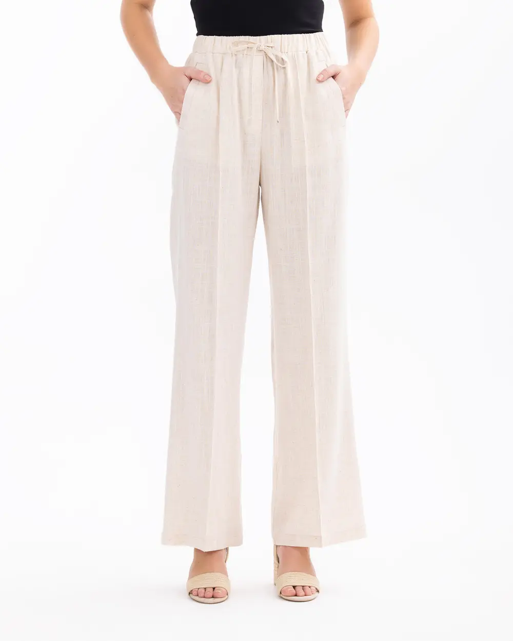 Elastic Waist Wide Leg Pants