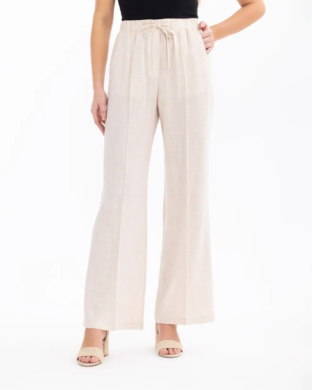 Elastic Waist Wide Leg Pants