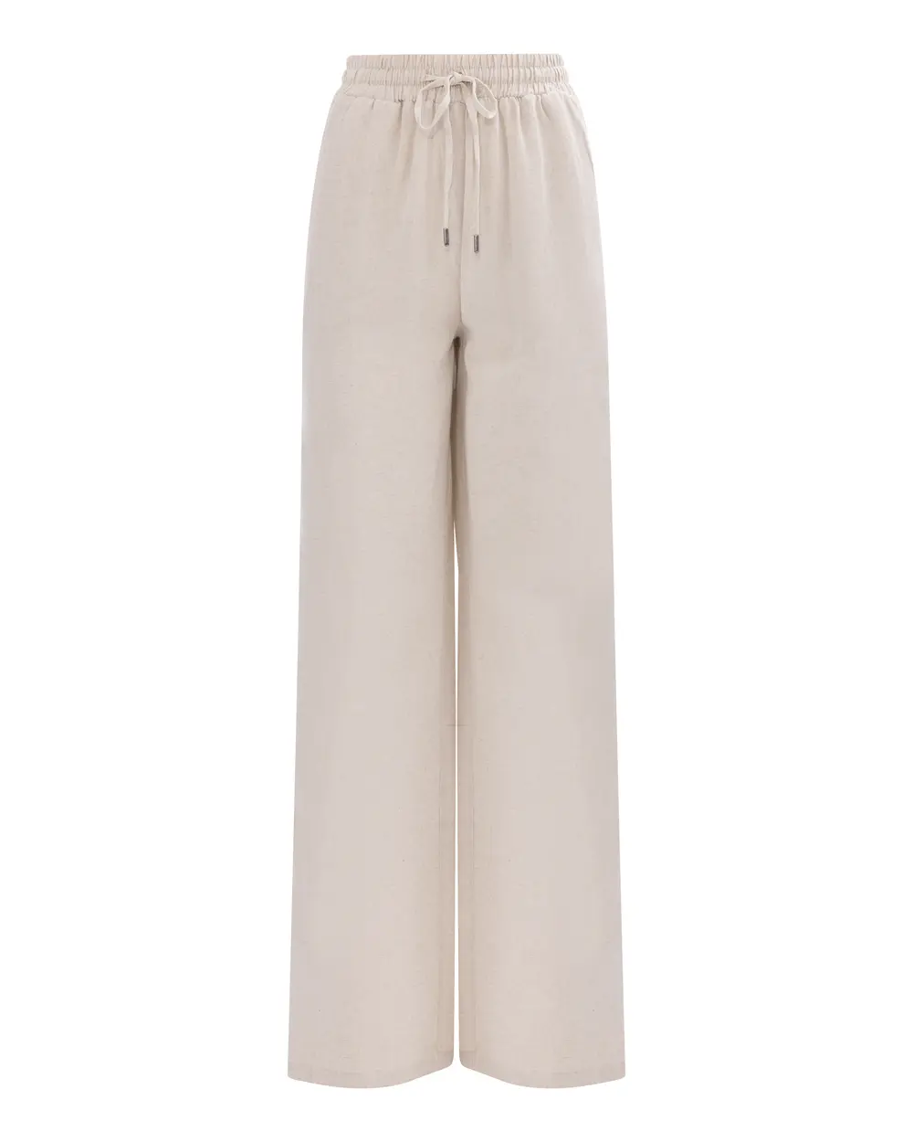 Elastic Waist Tie-Up Wide Leg Trousers