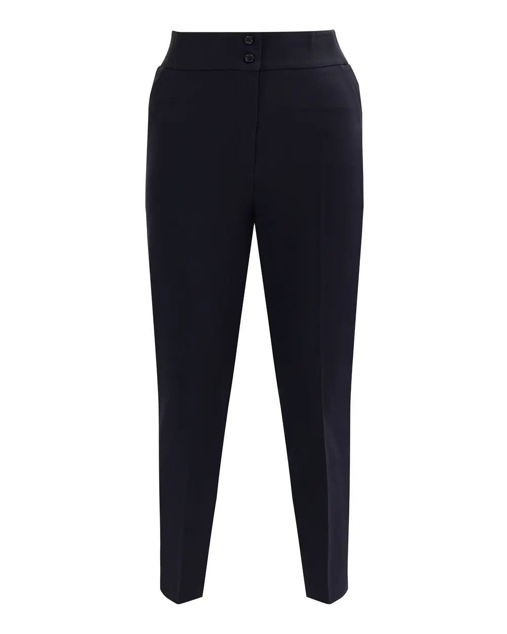 Plus Size Straight Pants with Half Elastic Waist