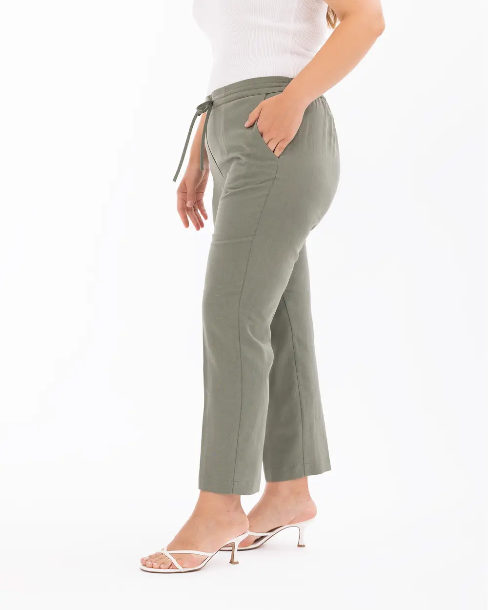 Plus Size Elastic Waist Lace-up Pants