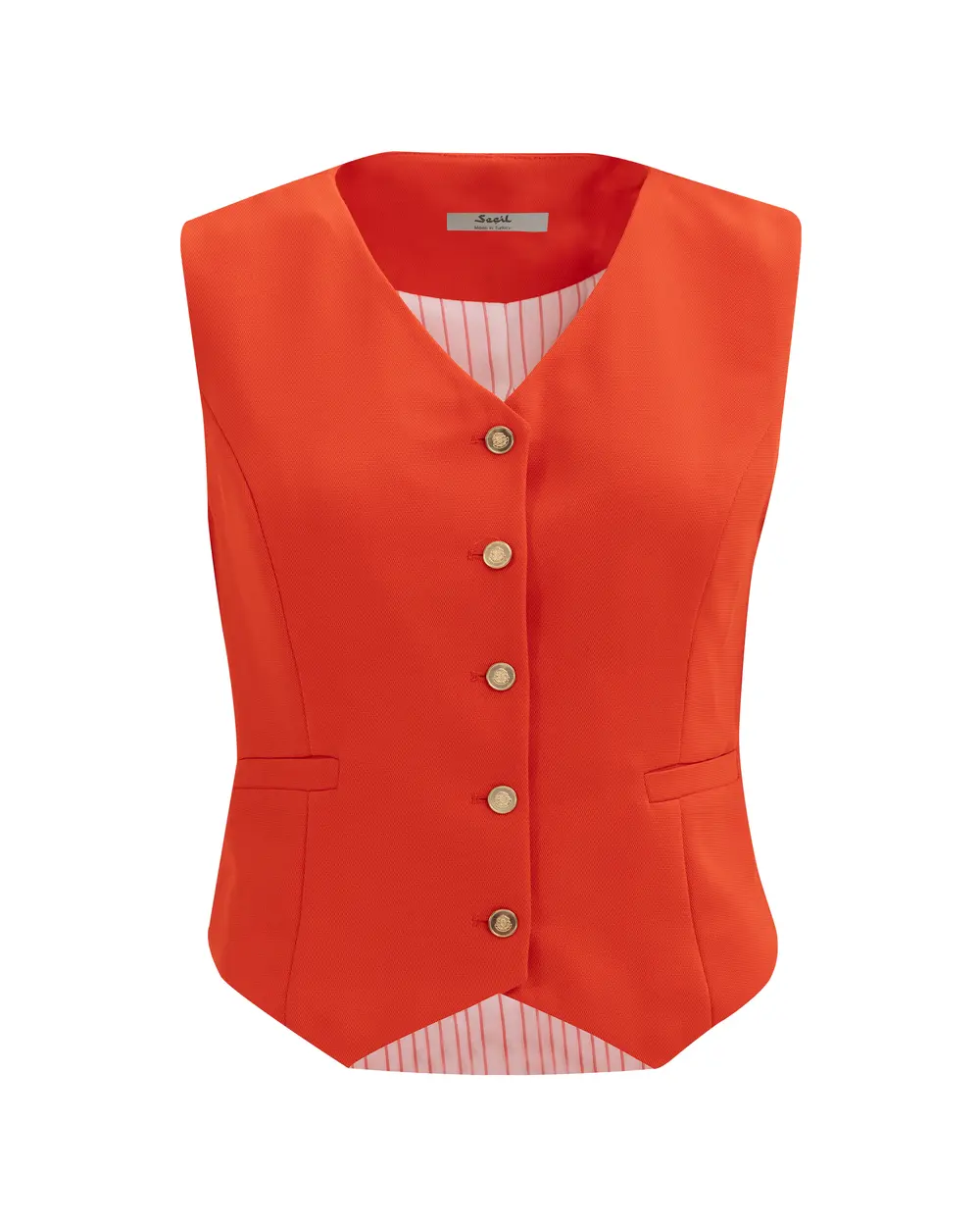 V-neck Sleeveless Button Detailed Vest