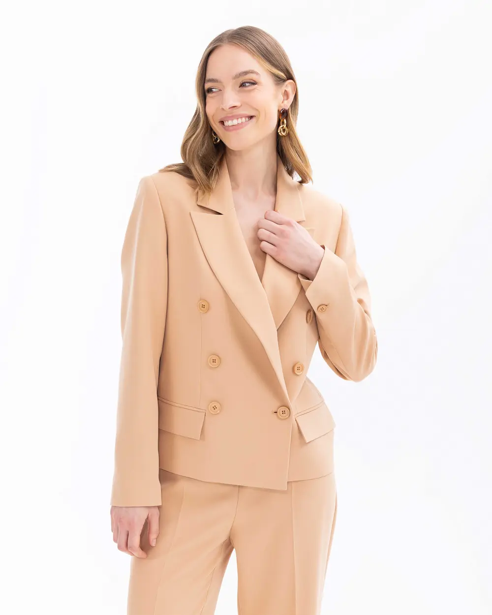 Double-breasted Collar Buttoned Jacket