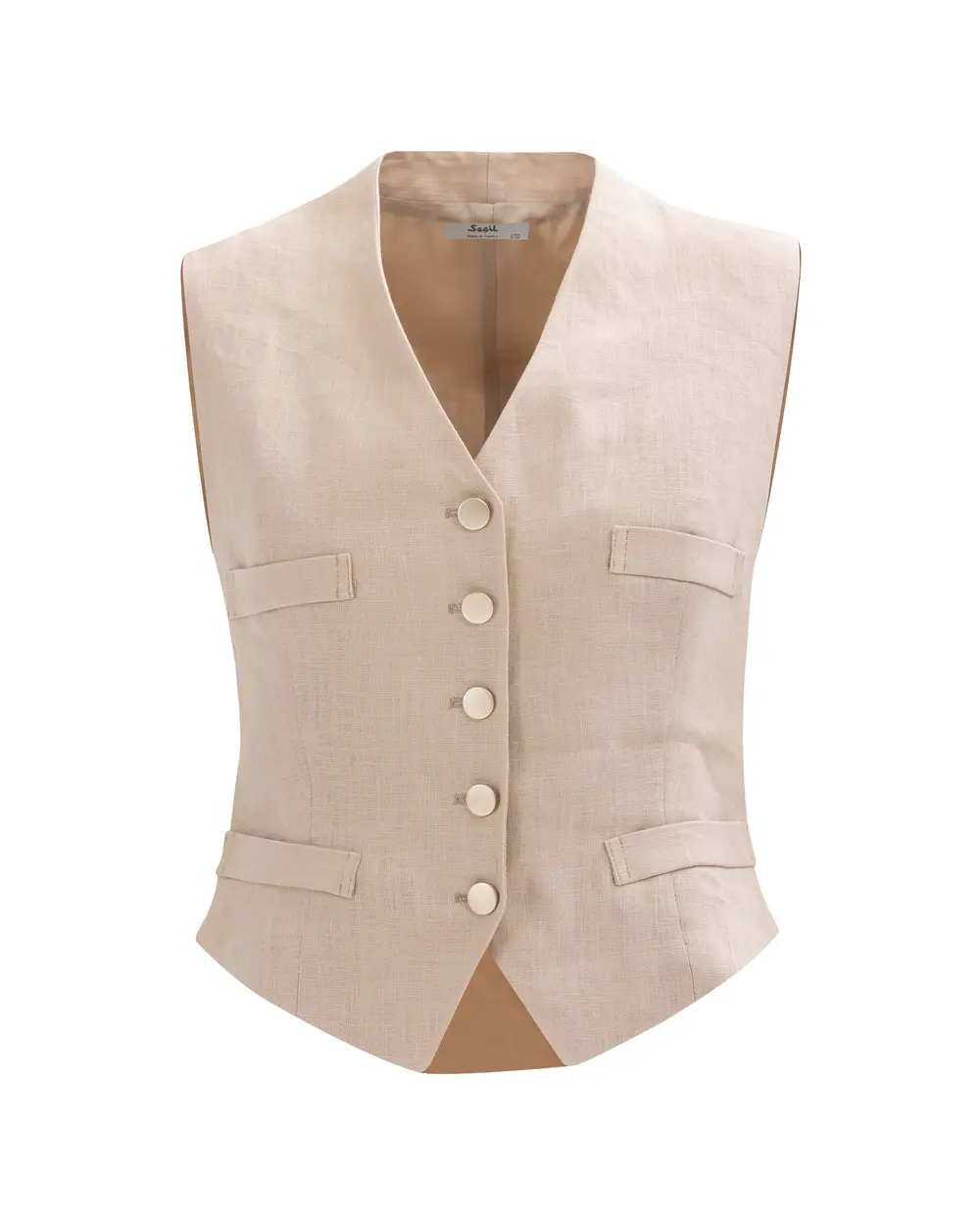 Buttoned Linen Vest