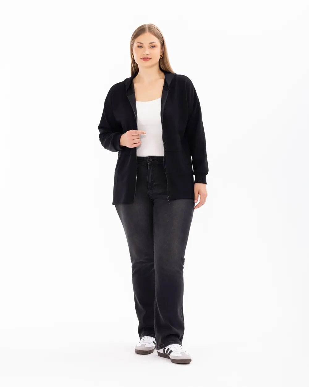 Plus Size Hooded Sports Jacket