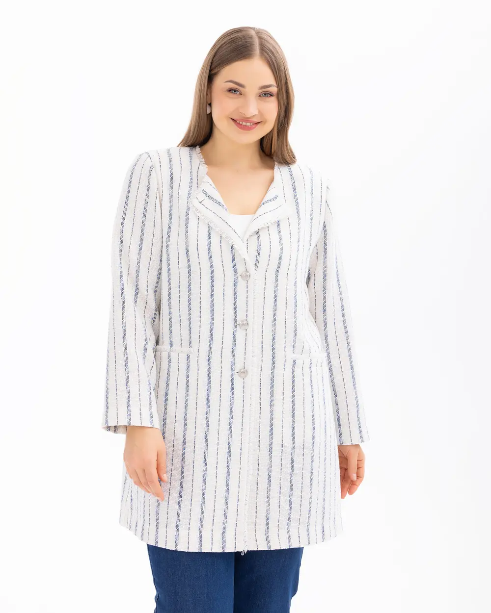 Plus Size Striped Jacket