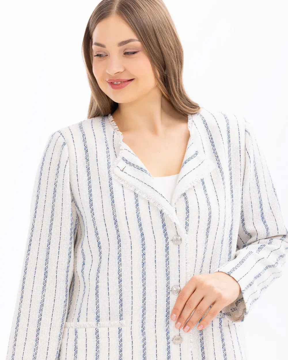 Plus Size Striped Jacket