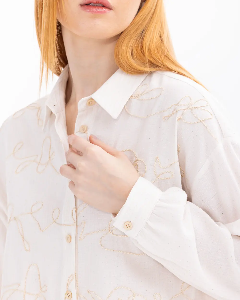 Embroidered Button Detailed Shirt