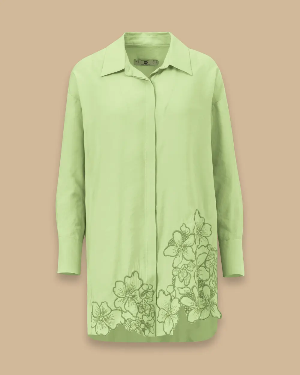 Embroidered Button Detailed Long Sleeve Tunic