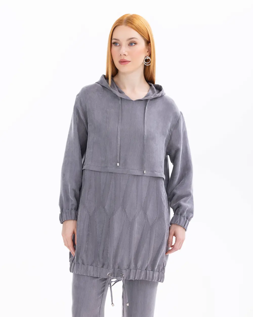 Hooded Collar Elastic Waist Tunic