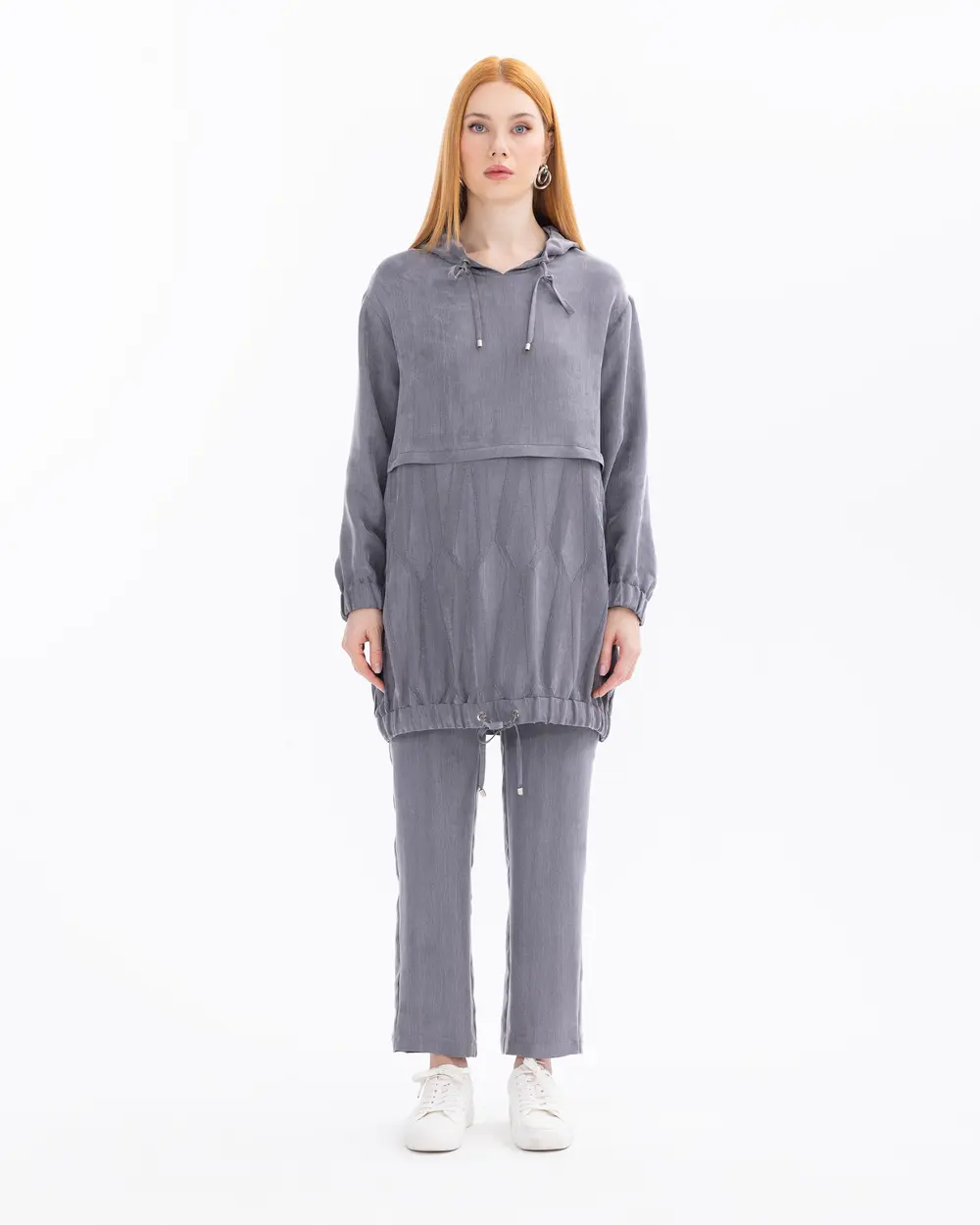 Hooded Collar Elastic Waist Tunic