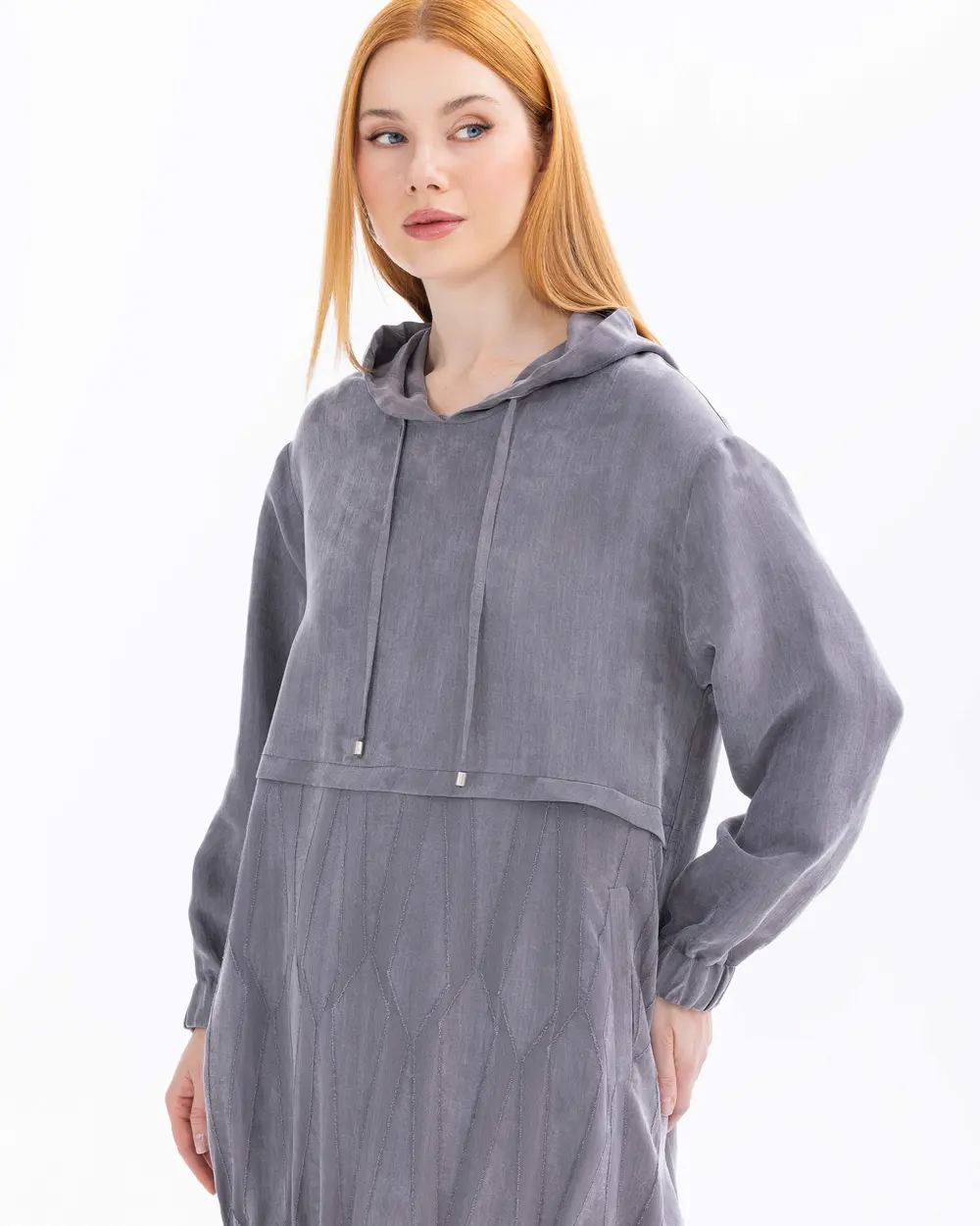 Hooded Collar Elastic Waist Tunic