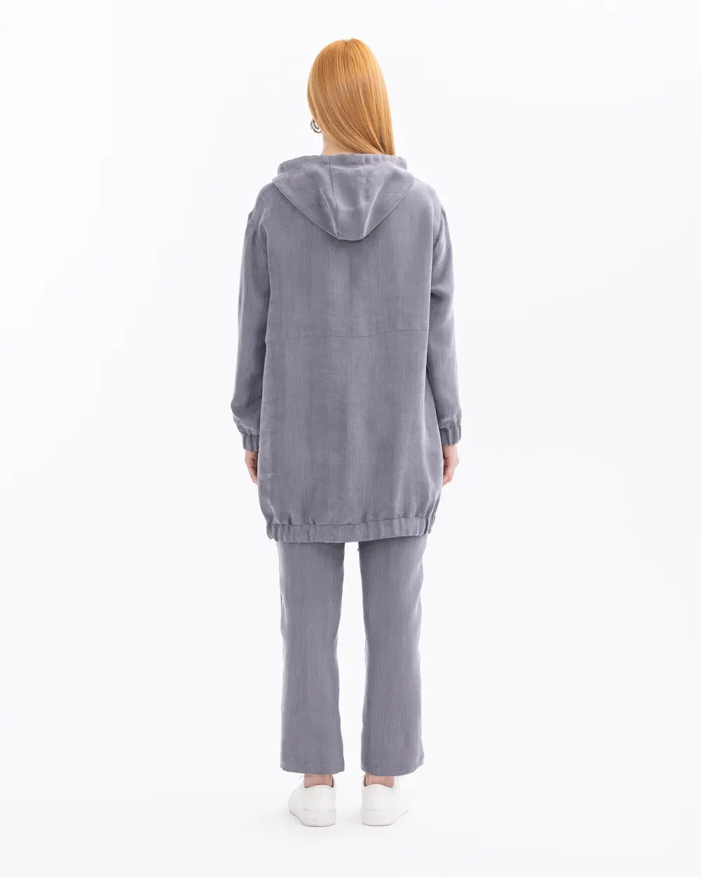 Hooded Collar Elastic Waist Tunic