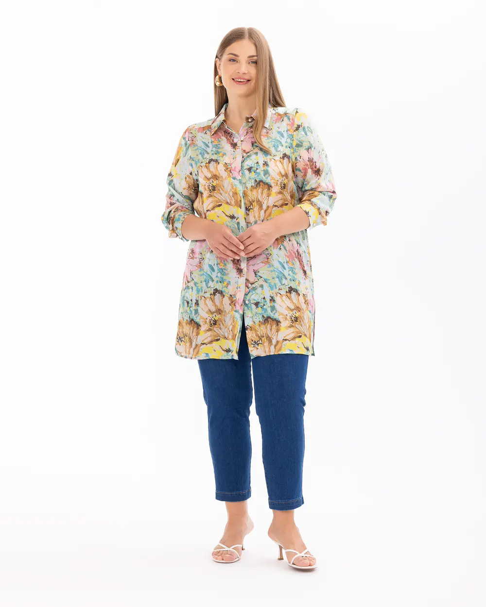 Plus Size Floral Patterned Tunic