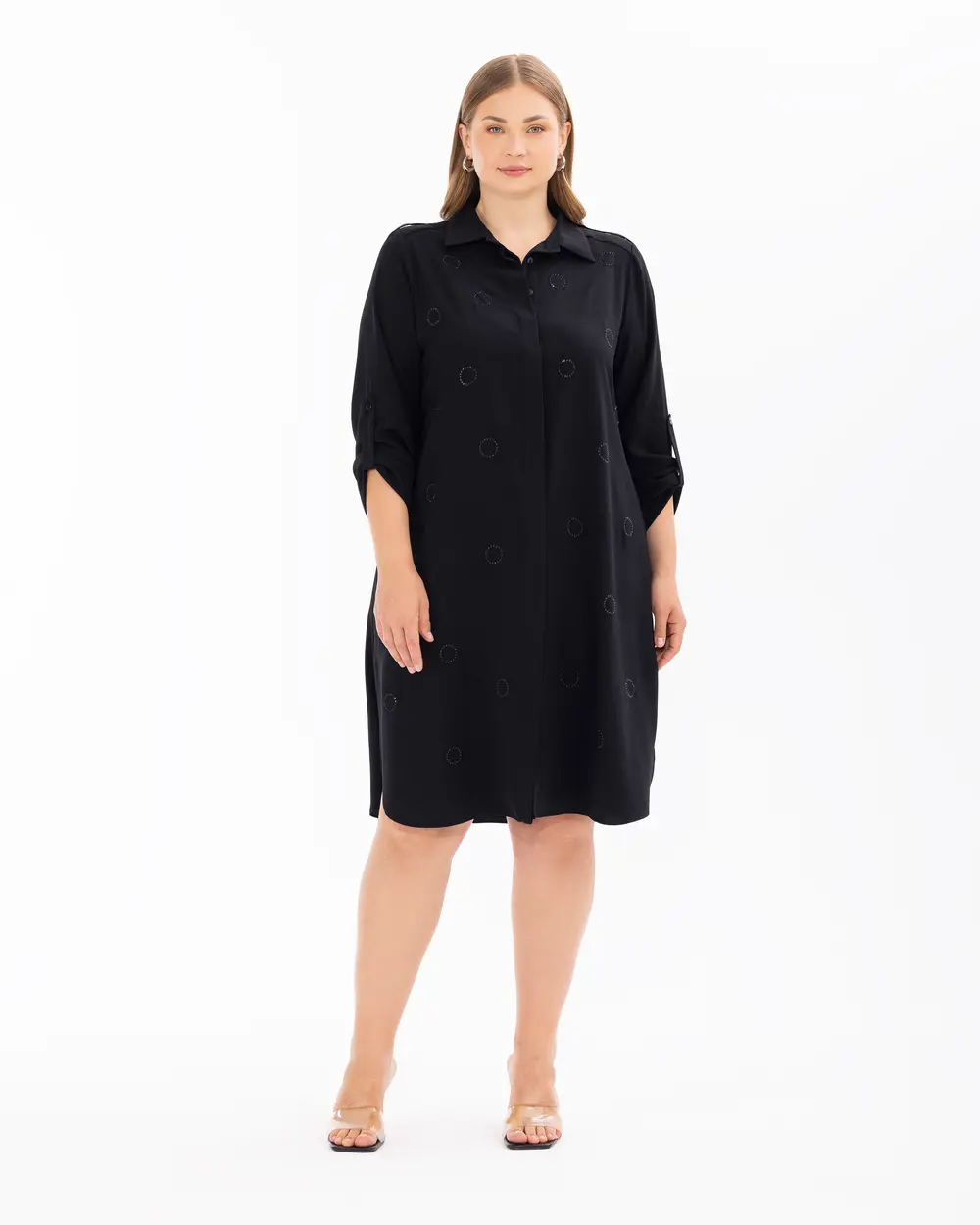 Plus Size Shirt Collar Pocket Tunic