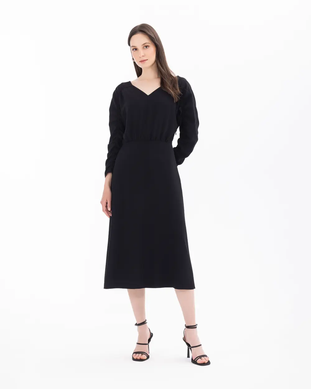 V Neck Bat Sleeve Dress