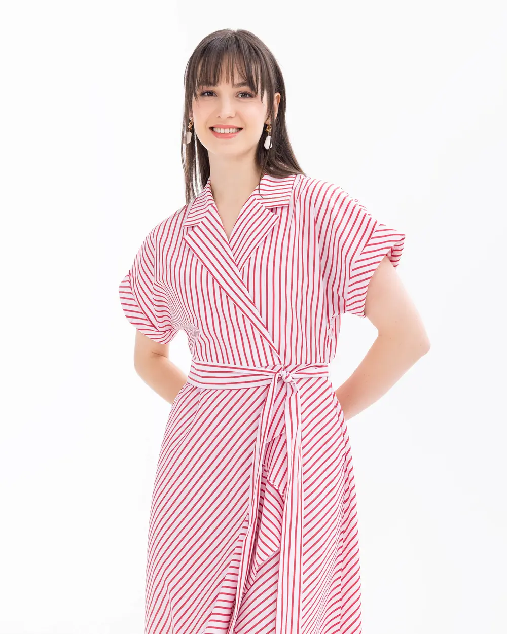 Striped Belt Detailed Dress